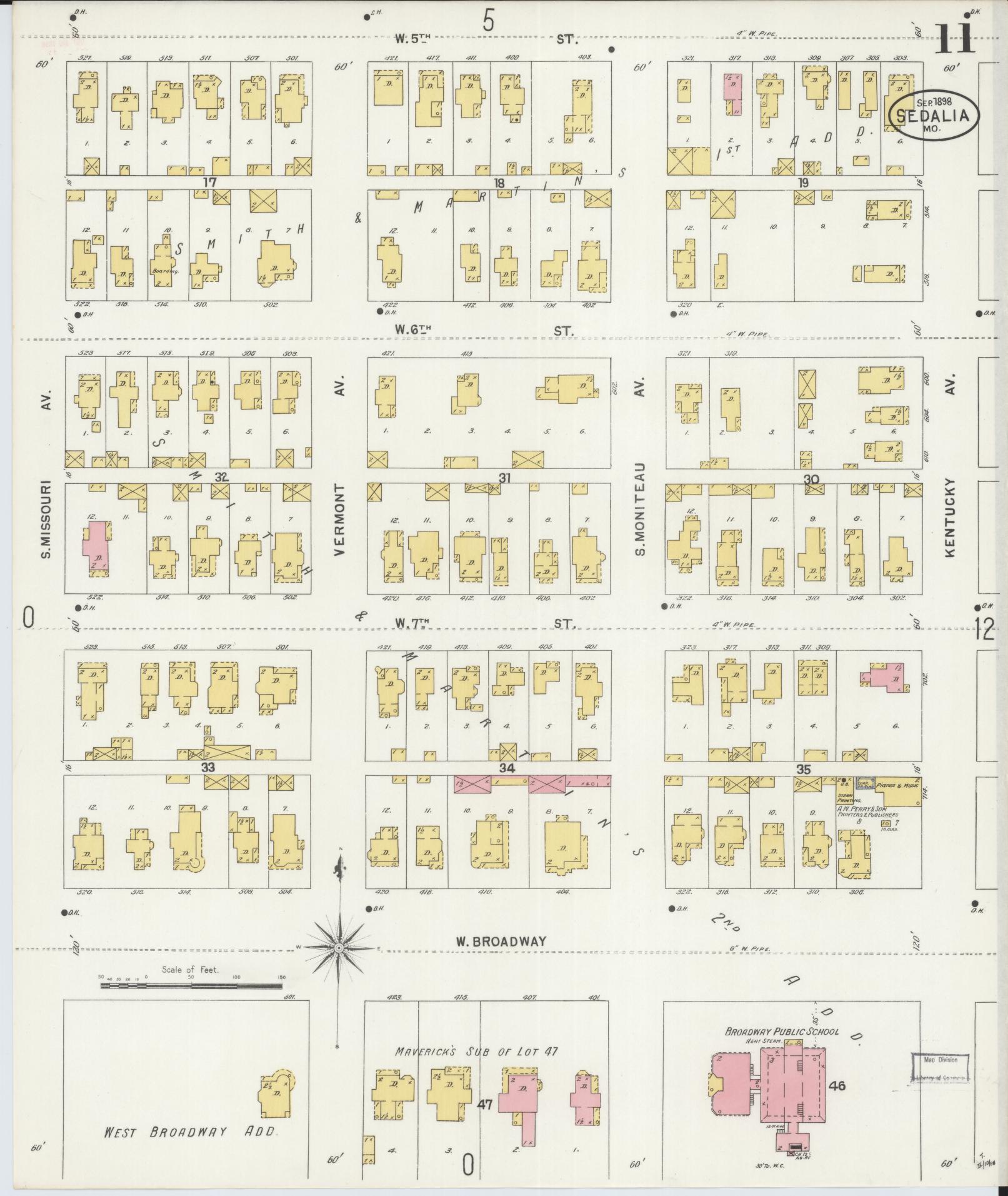 Sanborn Fire Insurance Map from Sedalia, Pettis County, Missouri (1898), Sheet #0011 - Historic Sanborn Fire Insurance Map Print, vintage old map wall art, antique decor, genealogy gift, Missouri Missouri map