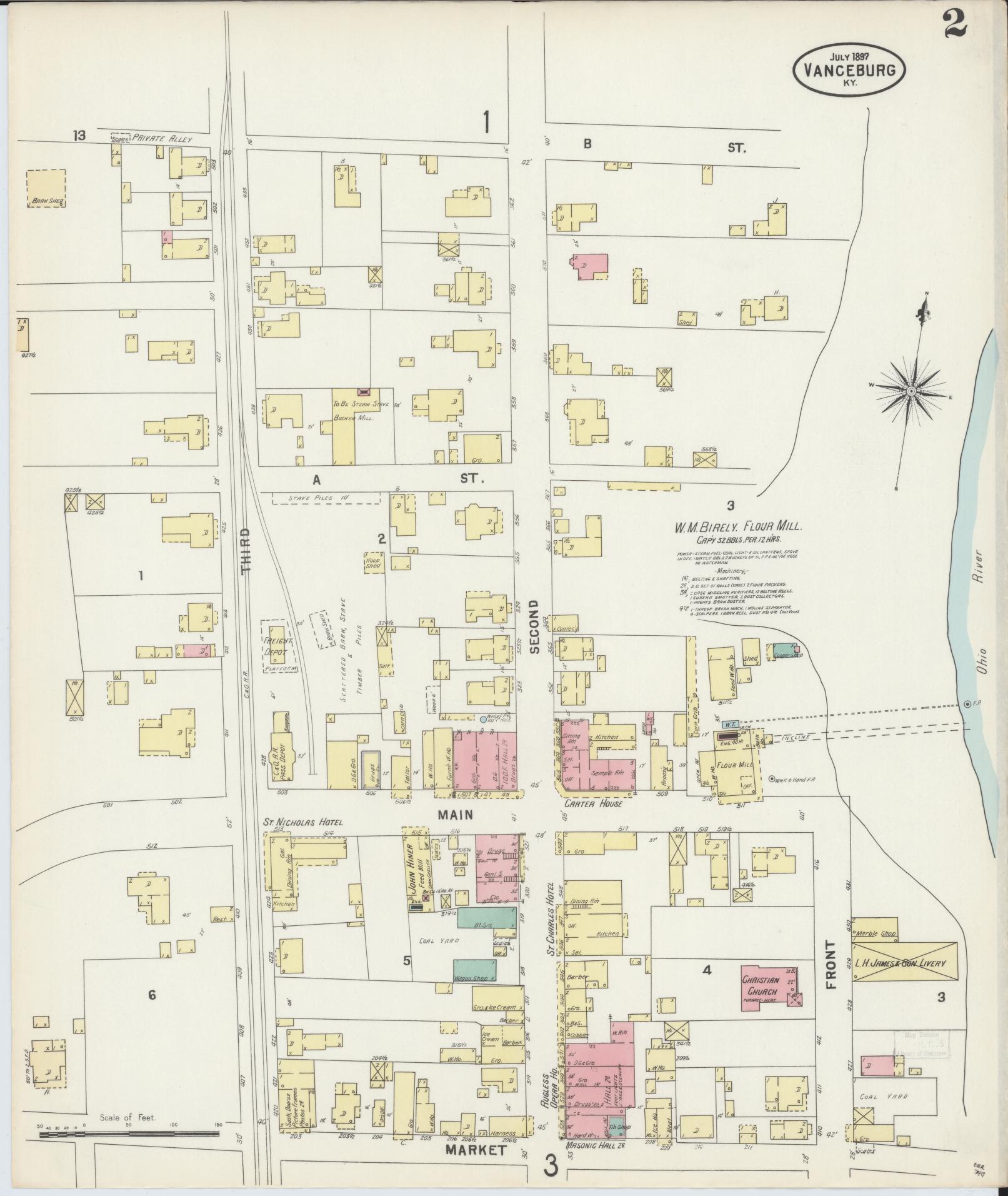 Sanborn Fire Insurance Map from Vanceburg, Lewis County, Kentucky (1897), Sheet #0002 - Complete Map Set gallery image, historic Sanborn map, vintage wall art, Kentucky Kentucky