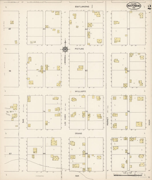 Sanborn Fire Insurance Map from Independence, Polk County, Oregon (1913), Sheet #0002 - Historic Sanborn Fire Insurance Map Print, vintage old map wall art, antique decor, genealogy gift, Oregon Oregon map
