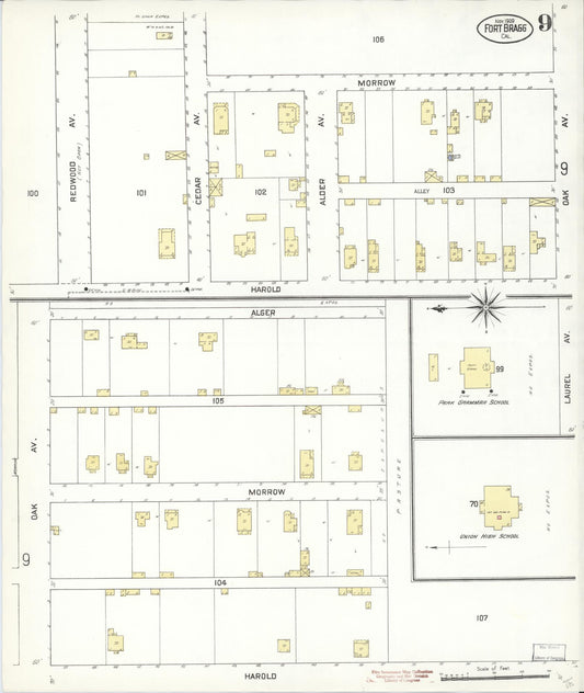 Sanborn Fire Insurance Map from Fort Bragg, Mendocino County, California (1909), Sheet #0009 - Historic Sanborn Fire Insurance Map Print, vintage old map wall art, antique decor, genealogy gift, California California map