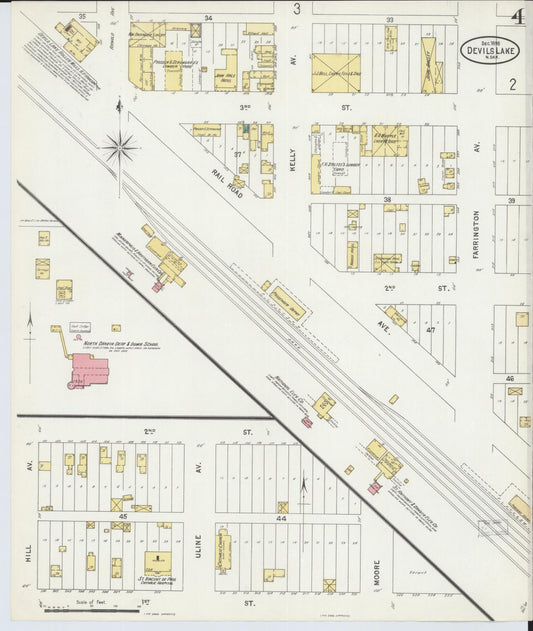 Sanborn Fire Insurance Map from Devils Lake, Ramsey County, North Dakota (1898), Sheet #0004 - Historic Sanborn Fire Insurance Map Print, vintage old map wall art, antique decor, genealogy gift, North Dakota North Dakota map