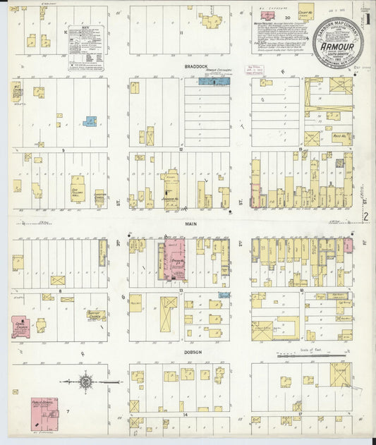 Sanborn Fire Insurance Map from Armour, Douglas County, South Dakota (1911), Sheet #0001 - Complete Map Set gallery image, historic Sanborn map, vintage wall art, South Dakota South Dakota