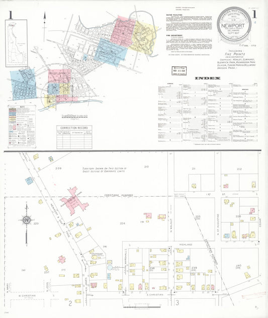 Sanborn Fire Insurance Map from Newport, New Castle County, Delaware (1937), Sheet #0001 - Historic Sanborn Fire Insurance Map Print, vintage old map wall art, antique decor, genealogy gift, Delaware Delaware map