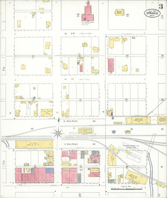 Sanborn Fire Insurance Map from Sprague, Lincoln County, Washington (1909), Sheet #0003 - Historic Sanborn Fire Insurance Map Print, vintage old map wall art, antique decor, genealogy gift, Washington Washington map