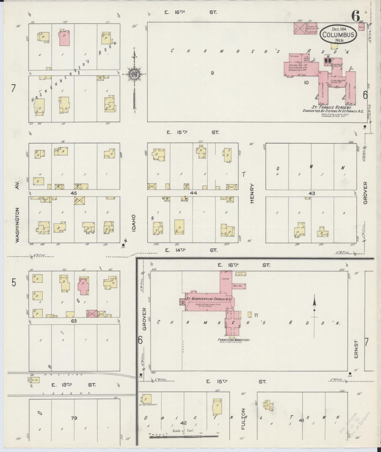 Sanborn Fire Insurance Map from Columbus, Platte County, Nebraska (1914), Sheet #0006 - Historic Sanborn Fire Insurance Map Print, vintage old map wall art, antique decor, genealogy gift, Nebraska Nebraska map