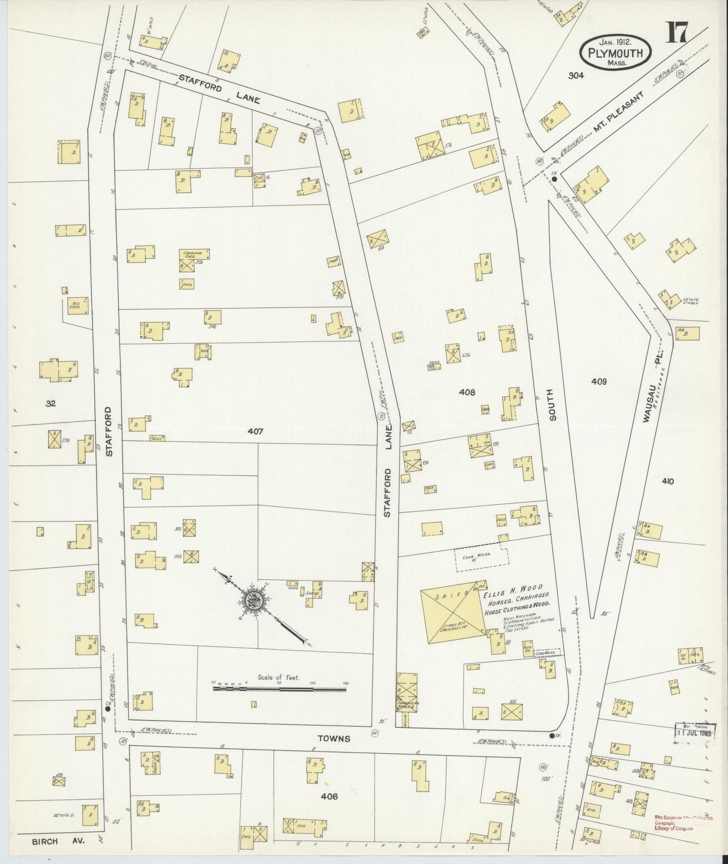 Sanborn Fire Insurance Map from Plymouth, Plymouth County, Massachusetts (1912), Sheet #0017 - Complete Map Set gallery image, historic Sanborn map, vintage wall art, Massachusetts Massachusetts