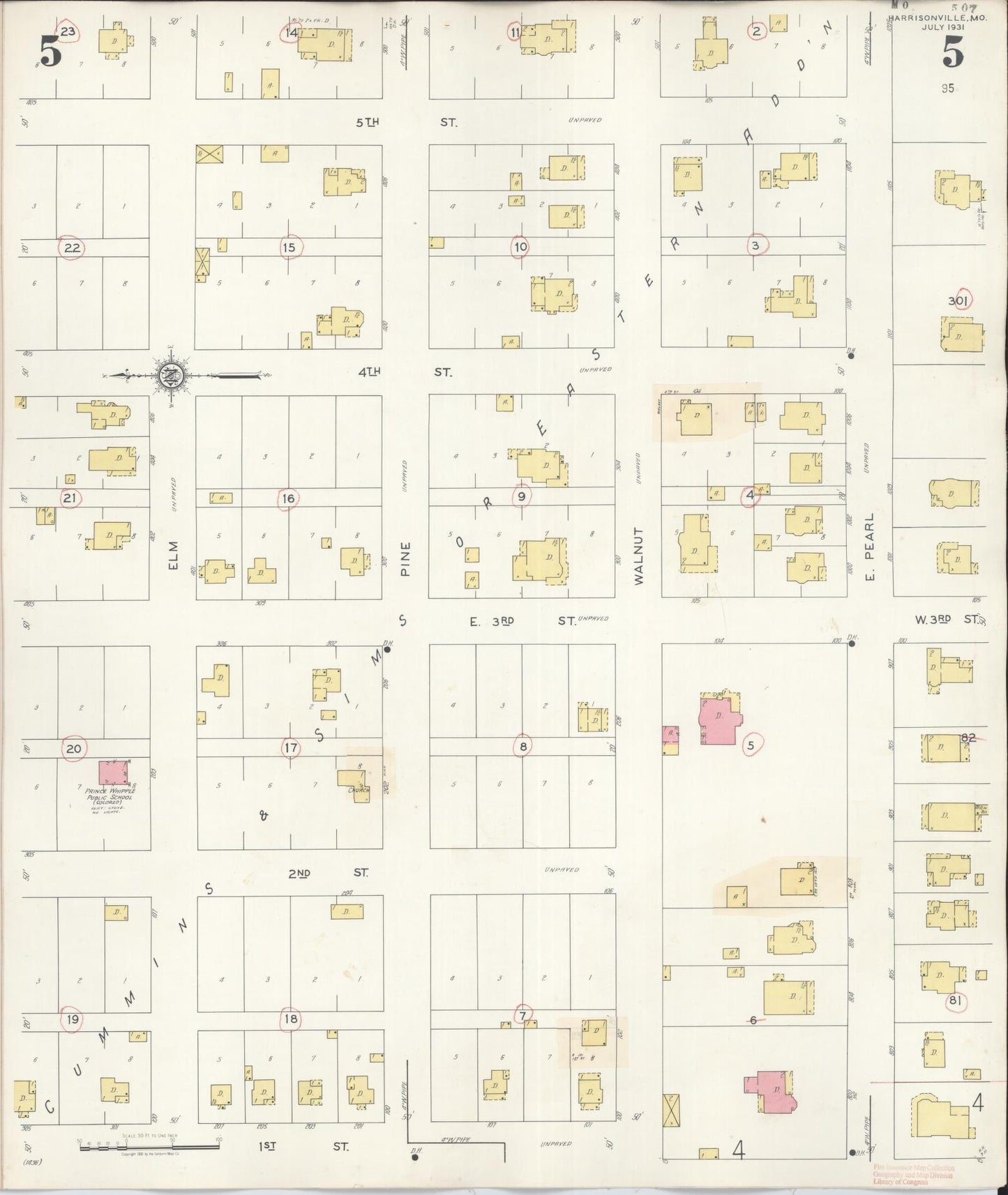 Sanborn Fire Insurance Map from Harrisonville, Cass County, Missouri (1939), Sheet #0005 - Complete Map Set gallery image, historic Sanborn map, vintage wall art, Missouri Missouri