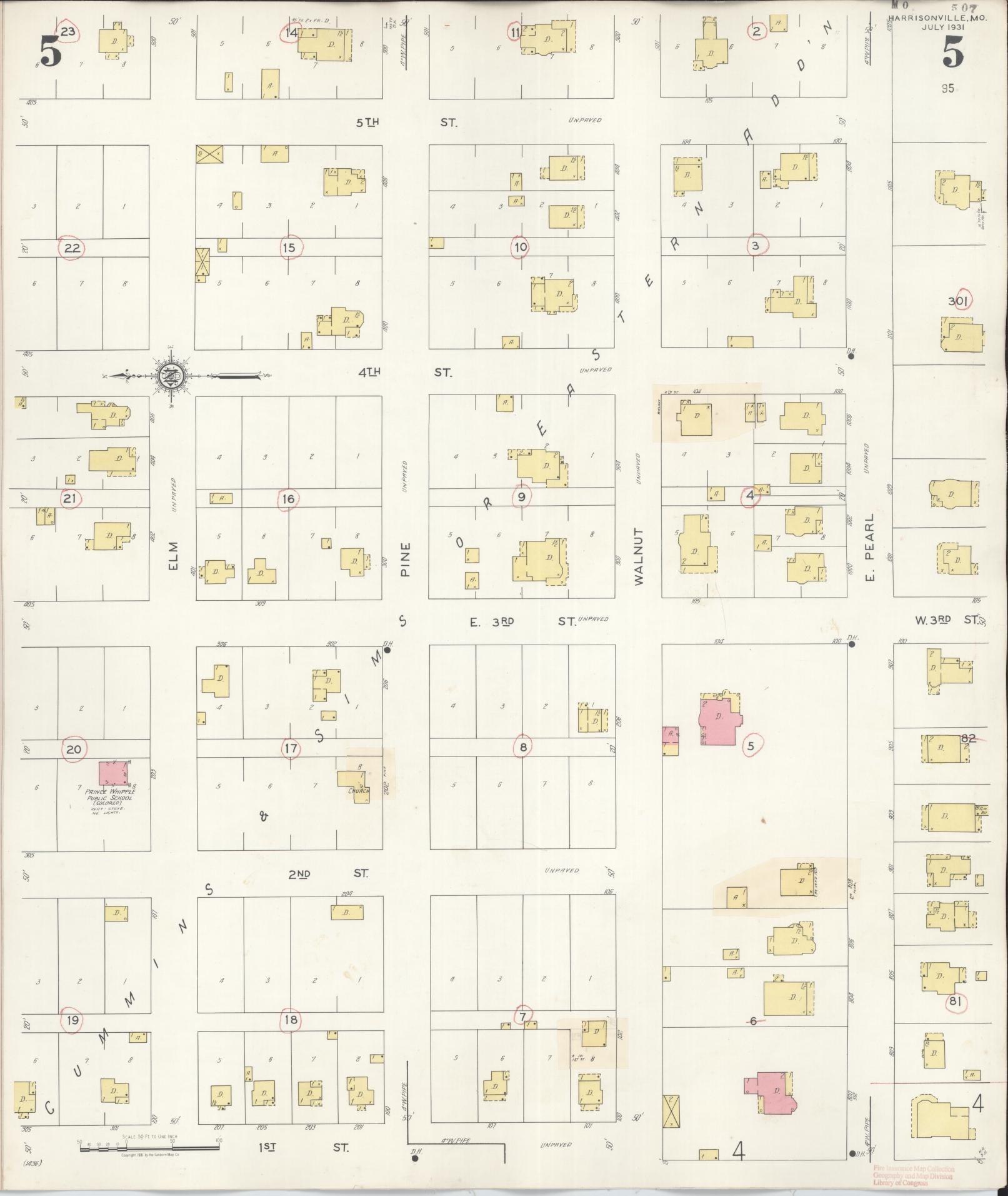 Sanborn Fire Insurance Map from Harrisonville, Cass County, Missouri (1939), Sheet #0005 - Complete Map Set gallery image, historic Sanborn map, vintage wall art, Missouri Missouri