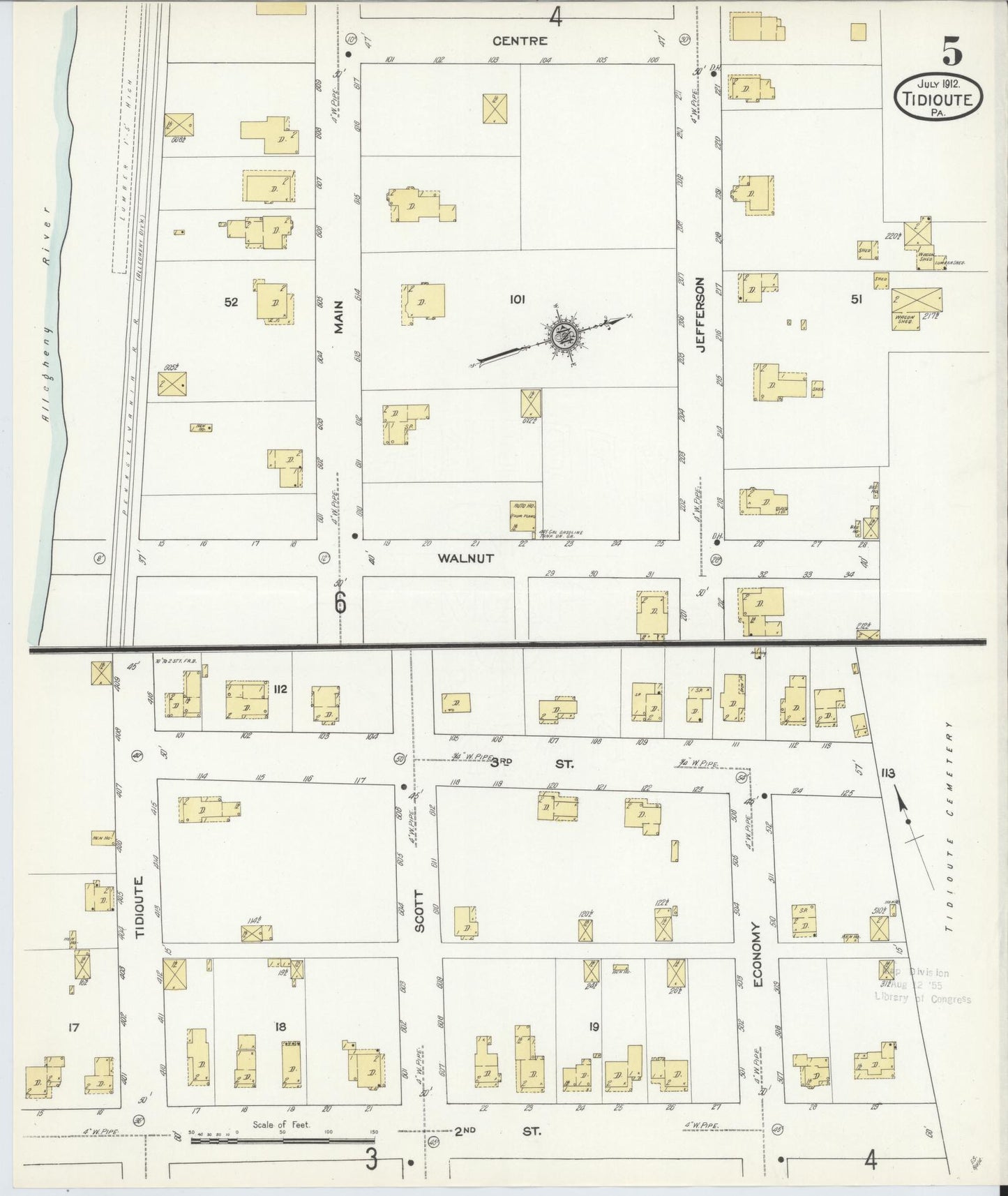 Sanborn Fire Insurance Map from Tidioute, Warren County, Pennsylvania (1912), Sheet #0005 - Complete Map Set gallery image, historic Sanborn map, vintage wall art, Pennsylvania Pennsylvania