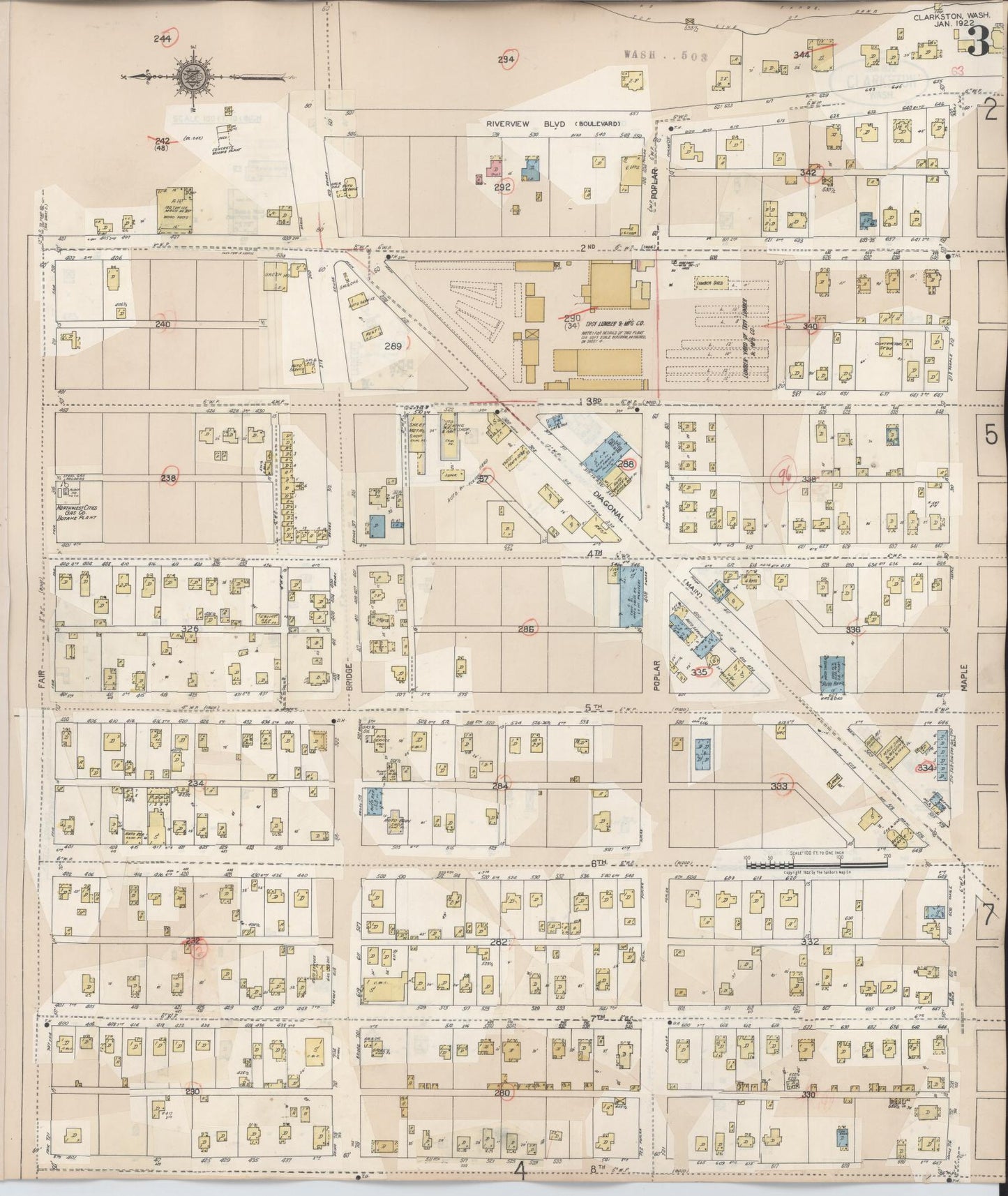 Sanborn Fire Insurance Map from Clarkston, Asotin County, Washington (1949), Sheet #0003 - Complete Map Set gallery image, historic Sanborn map, vintage wall art, Washington Washington