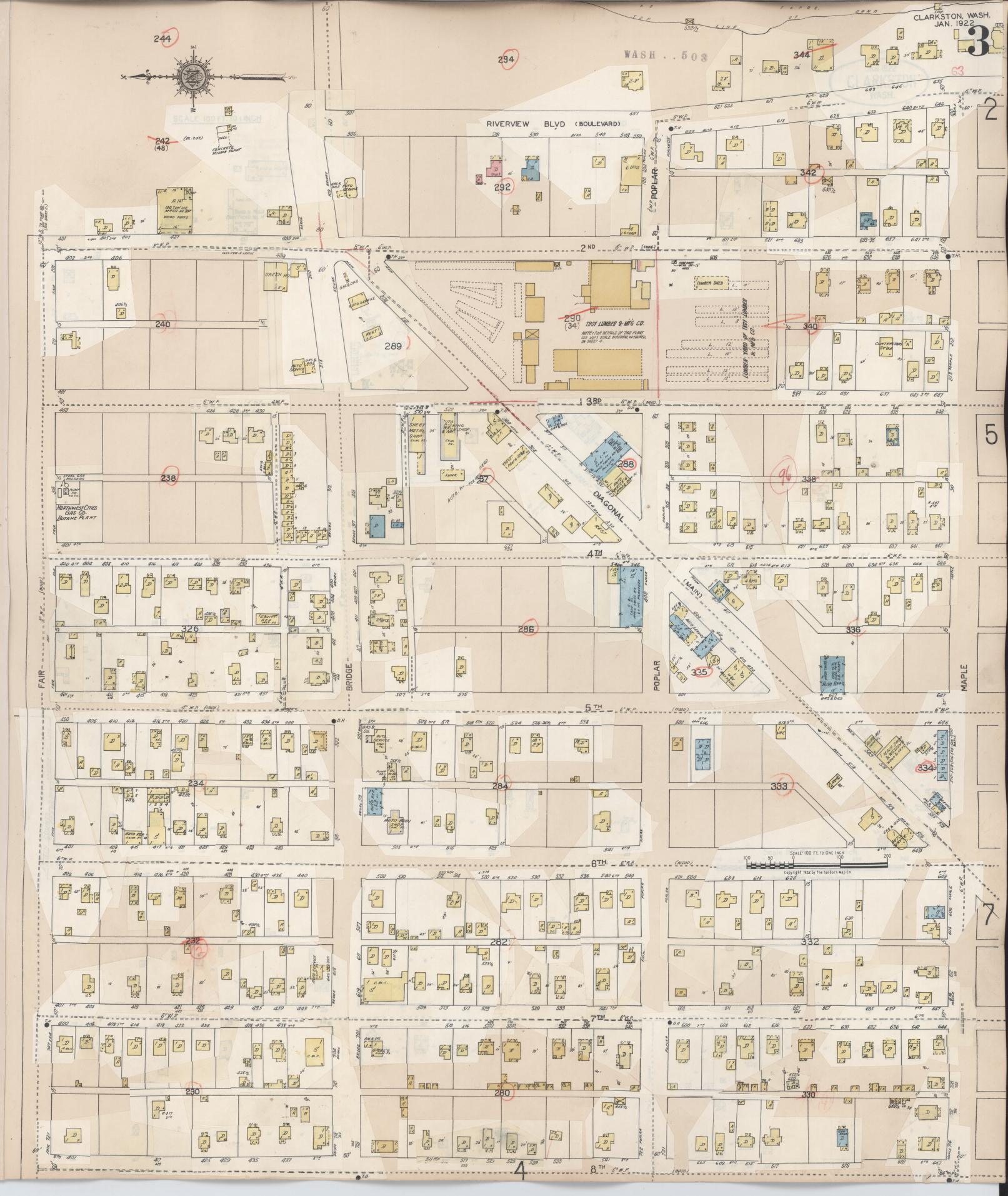 Sanborn Fire Insurance Map from Clarkston, Asotin County, Washington (1949), Sheet #0003 - Complete Map Set gallery image, historic Sanborn map, vintage wall art, Washington Washington