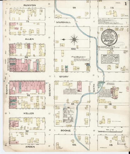 Sanborn Fire Insurance Map from Boone, Boone County, Iowa (1883), Sheet #0001 - Historic Sanborn Fire Insurance Map Print