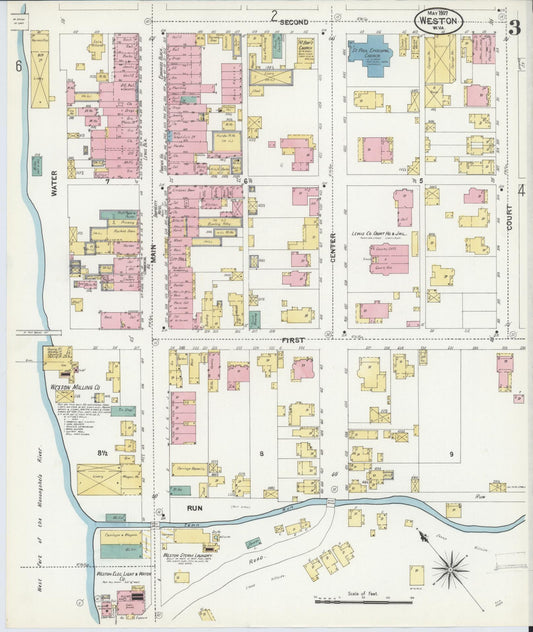 Sanborn Fire Insurance Map from Weston, Lewis County, West Virginia (1907), Sheet #0003 - Historic Sanborn Fire Insurance Map Print, vintage old map wall art, antique decor, genealogy gift, West Virginia West Virginia map
