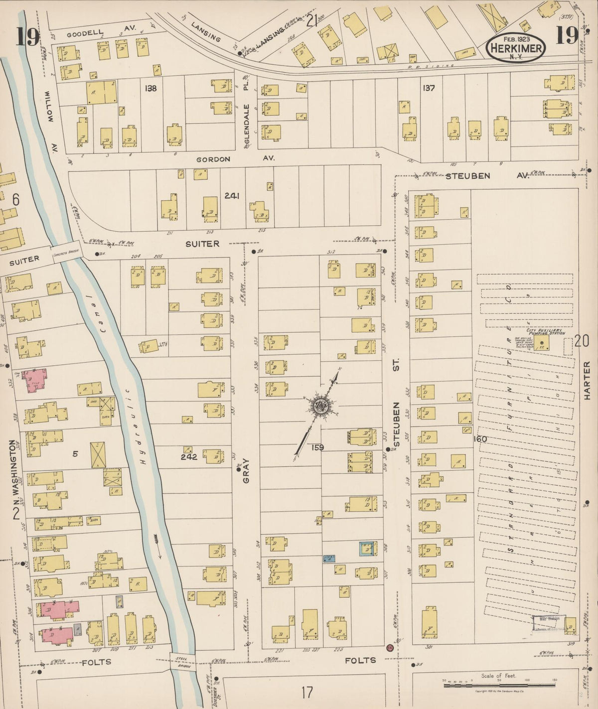 Sanborn Fire Insurance Map from Herkimer, Herkimer County, New York (1923), Sheet #0019 - Complete Map Set gallery image, historic Sanborn map, vintage wall art, New York New York