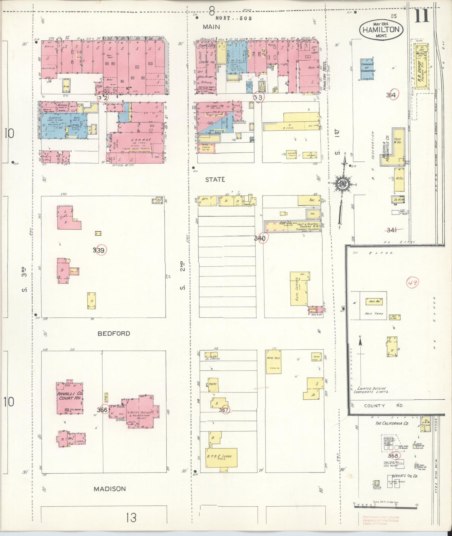 Sanborn Fire Insurance Map from Hamilton, Ravalli County, Montana (1944), Sheet #0011 - Complete Map Set gallery image, historic Sanborn map, vintage wall art, Montana Montana