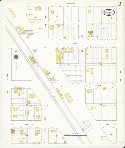 Sanborn Fire Insurance Map from Everest, Brown County, Kansas (1911), Sheet #0002 - Complete Map Set gallery image, historic Sanborn map, vintage wall art, Kansas Kansas