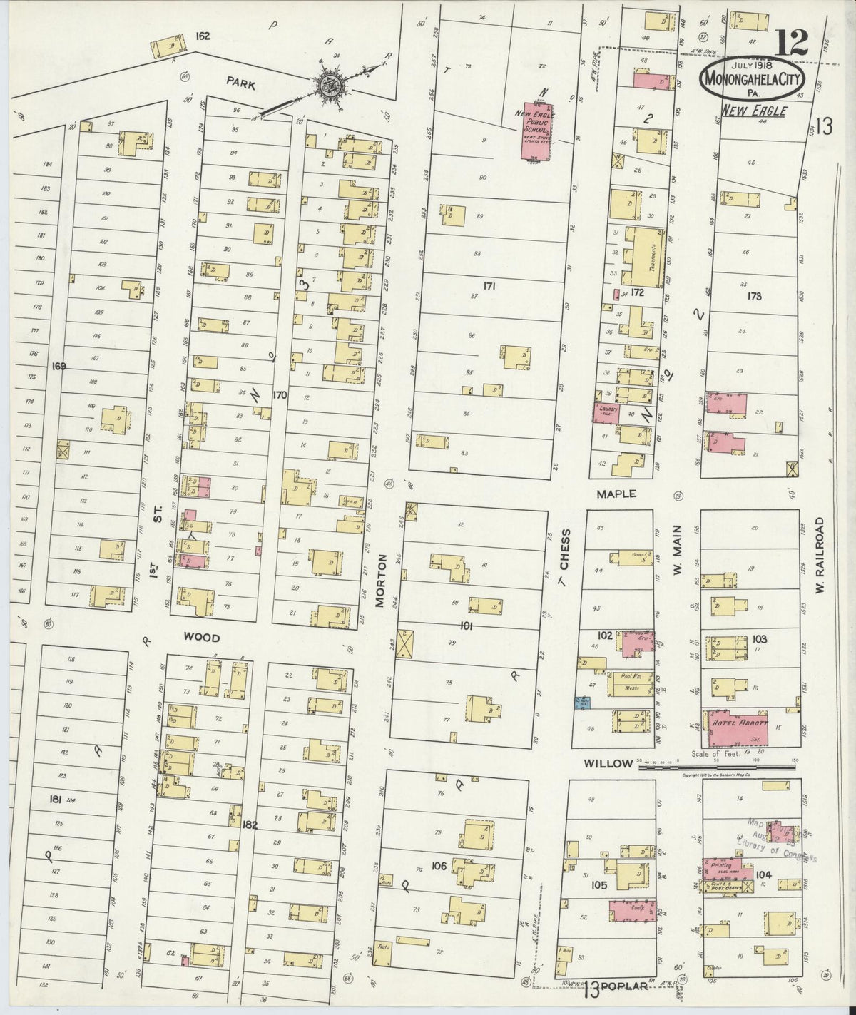 Sanborn Fire Insurance Map from Monongahela City, Washington County, Pennsylvania (1918), Sheet #0012 - Complete Map Set gallery image, historic Sanborn map, vintage wall art, Pennsylvania Pennsylvania