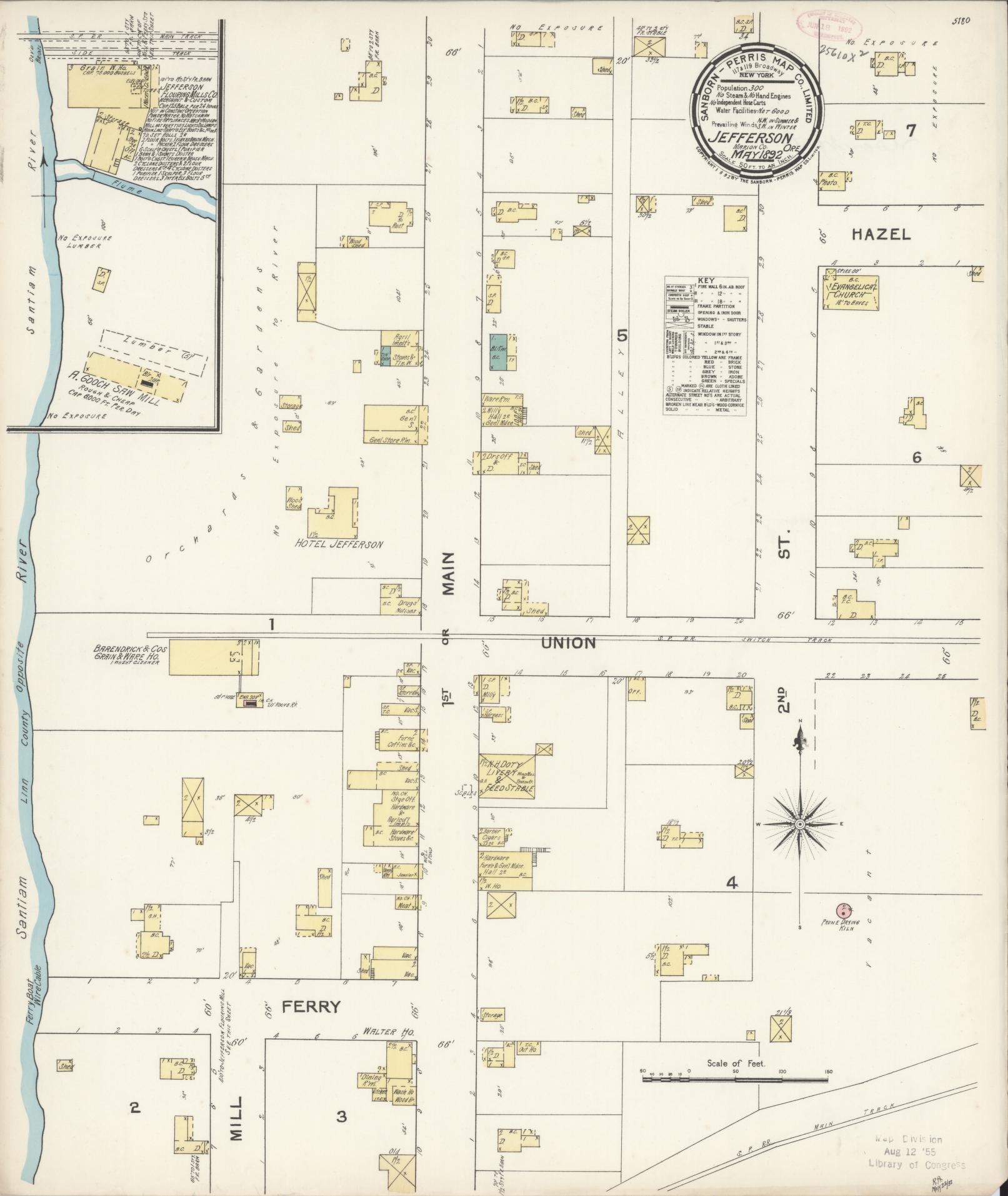 Sanborn Fire Insurance Map from Jefferson, Marion County, Oregon. (1892) – Historic Sanborn Fire Insurance Map Print