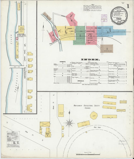Sanborn Fire Insurance Map from Fonda, Montgomery County, New York (1901), Sheet #0001 - Historic Sanborn Fire Insurance Map Print, vintage old map wall art, antique decor, genealogy gift, New York New York map