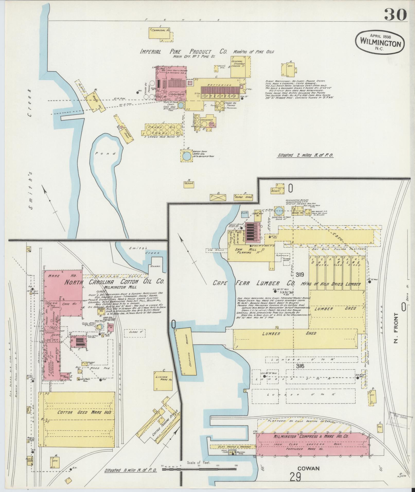 Sanborn Fire Insurance Map from Wilmington, New Hanover County, North Carolina (1898), Sheet #0030 - Complete Map Set gallery image, historic Sanborn map, vintage wall art, North Carolina North Carolina