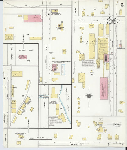 Sanborn Fire Insurance Map from Hart, Oceana County, Michigan (1910), Sheet #0005 - Historic Sanborn Fire Insurance Map Print, vintage old map wall art, antique decor, genealogy gift, Michigan Michigan map
