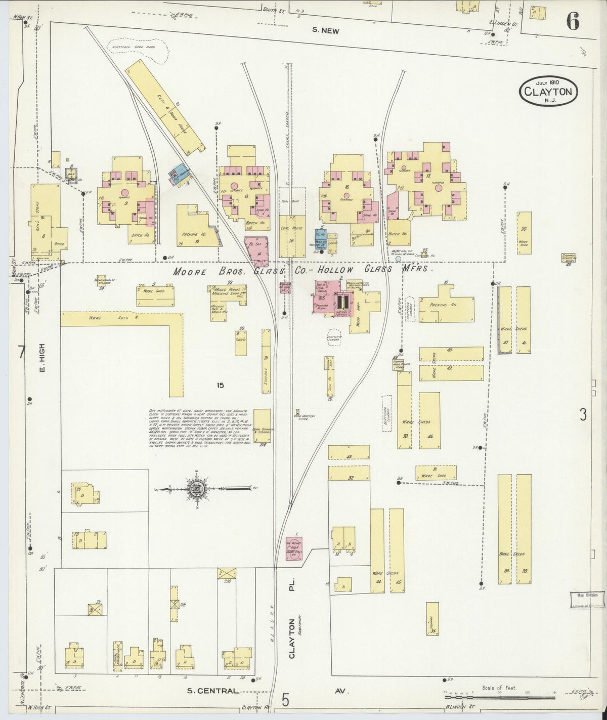 Sanborn Fire Insurance Map from Clayton, Gloucester County, New Jersey (1910), Sheet #0006 - Complete Map Set gallery image, historic Sanborn map, vintage wall art, New Jersey New Jersey