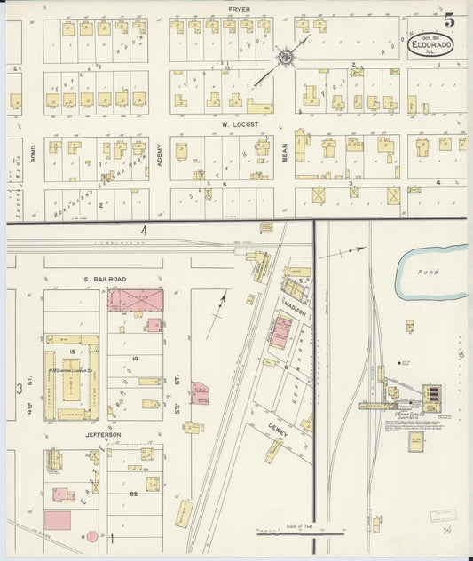 Sanborn Fire Insurance Map from Eldorado, Saline County, Illinois (1911), Sheet #0005 - Historic Sanborn Fire Insurance Map Print, vintage old map wall art, antique decor, genealogy gift, Illinois Illinois map