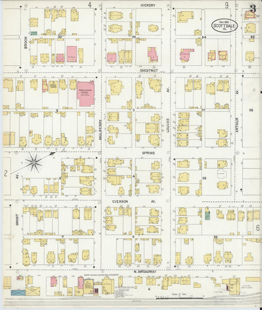 Sanborn Fire Insurance Map from Scottdale, Westmoreland County, Pennsylvania (1903), Sheet #0003 - Historic Sanborn Fire Insurance Map Print, vintage old map wall art, antique decor, genealogy gift, Pennsylvania Pennsylvania map