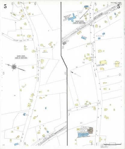 Sanborn Fire Insurance Map from Newtown, Fairfield County, Connecticut (1951), Sheet #0005 - Complete Map Set gallery image, historic Sanborn map, vintage wall art, Connecticut Connecticut