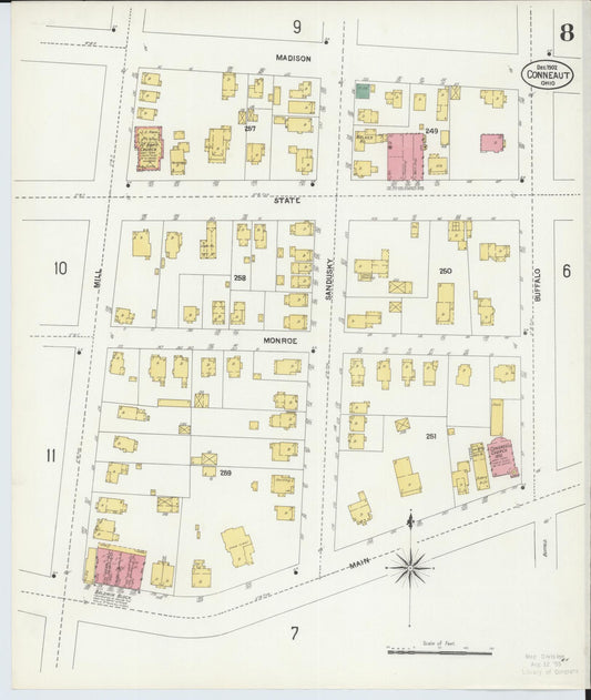 Sanborn Fire Insurance Map from Conneaut, Ashtabula County, Ohio (1902), Sheet #0008 - Historic Sanborn Fire Insurance Map Print, vintage old map wall art, antique decor, genealogy gift, Ohio Ohio map