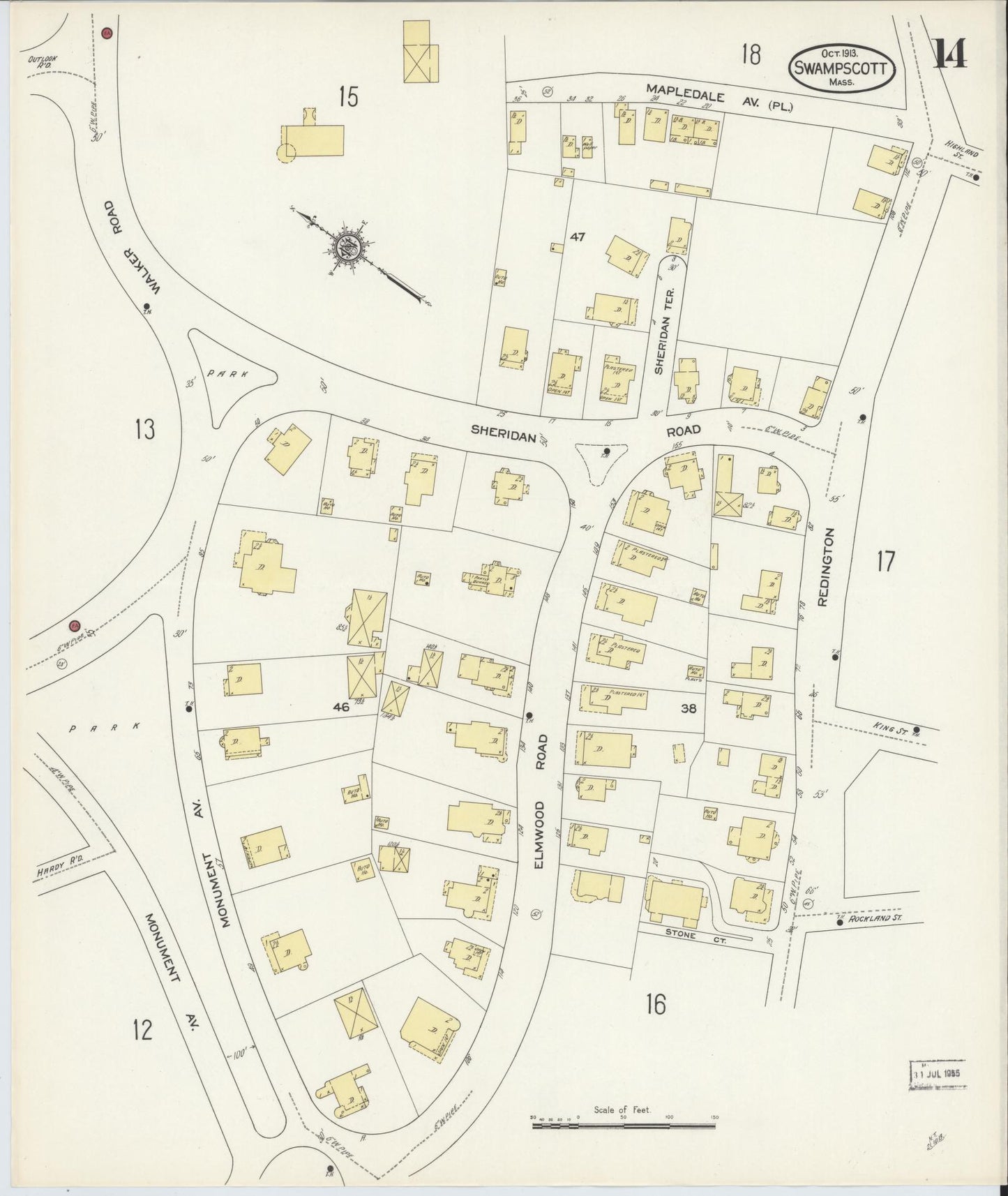 Sanborn Fire Insurance Map from Swampscott, Essex County, Massachusetts (1913), Sheet #0014 - Complete Map Set gallery image, historic Sanborn map, vintage wall art, Massachusetts Massachusetts