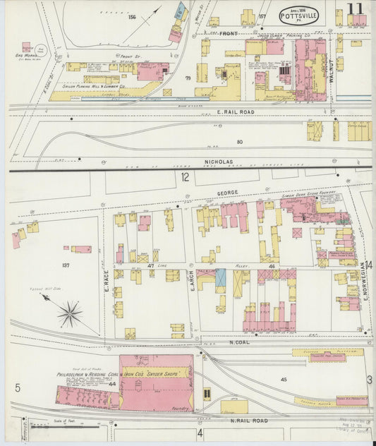 Sanborn Fire Insurance Map from Pottsville, Schuylkill County, Pennsylvania (1895), Sheet #0011 - Historic Sanborn Fire Insurance Map Print, vintage old map wall art, antique decor, genealogy gift, Pennsylvania Pennsylvania map