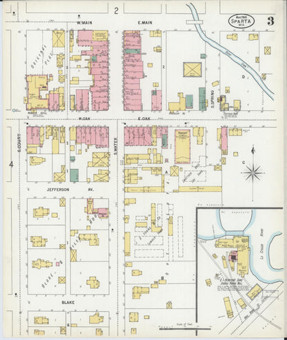 Sanborn Fire Insurance Map from Sparta, Monroe County, Wisconsin (1900), Sheet #0003 - Historic Sanborn Fire Insurance Map Print, vintage old map wall art, antique decor, genealogy gift, Wisconsin Wisconsin map
