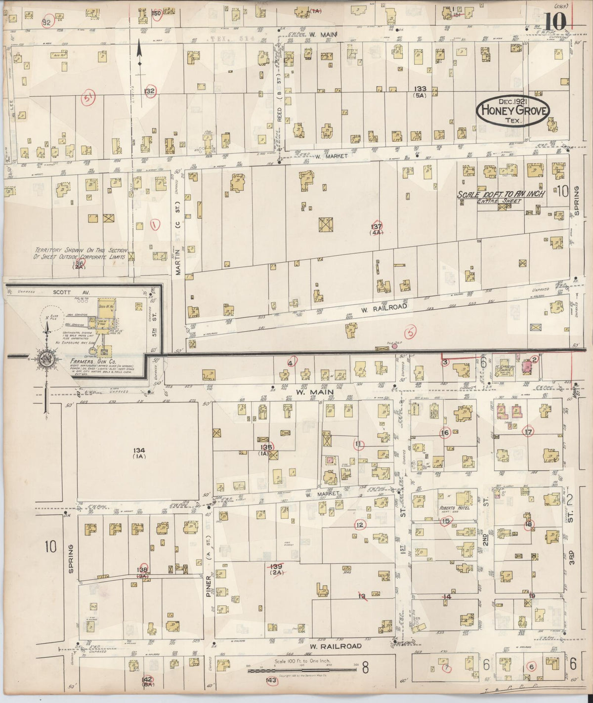 Sanborn Fire Insurance Map from Honey Grove, Fannin County, Texas (1943), Sheet #0010 - Complete Map Set gallery image, historic Sanborn map, vintage wall art, Texas Texas