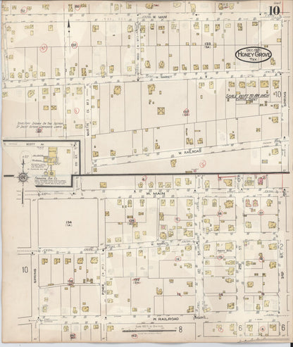 Sanborn Fire Insurance Map from Honey Grove, Fannin County, Texas (1943), Sheet #0010 - Complete Map Set gallery image, historic Sanborn map, vintage wall art, Texas Texas