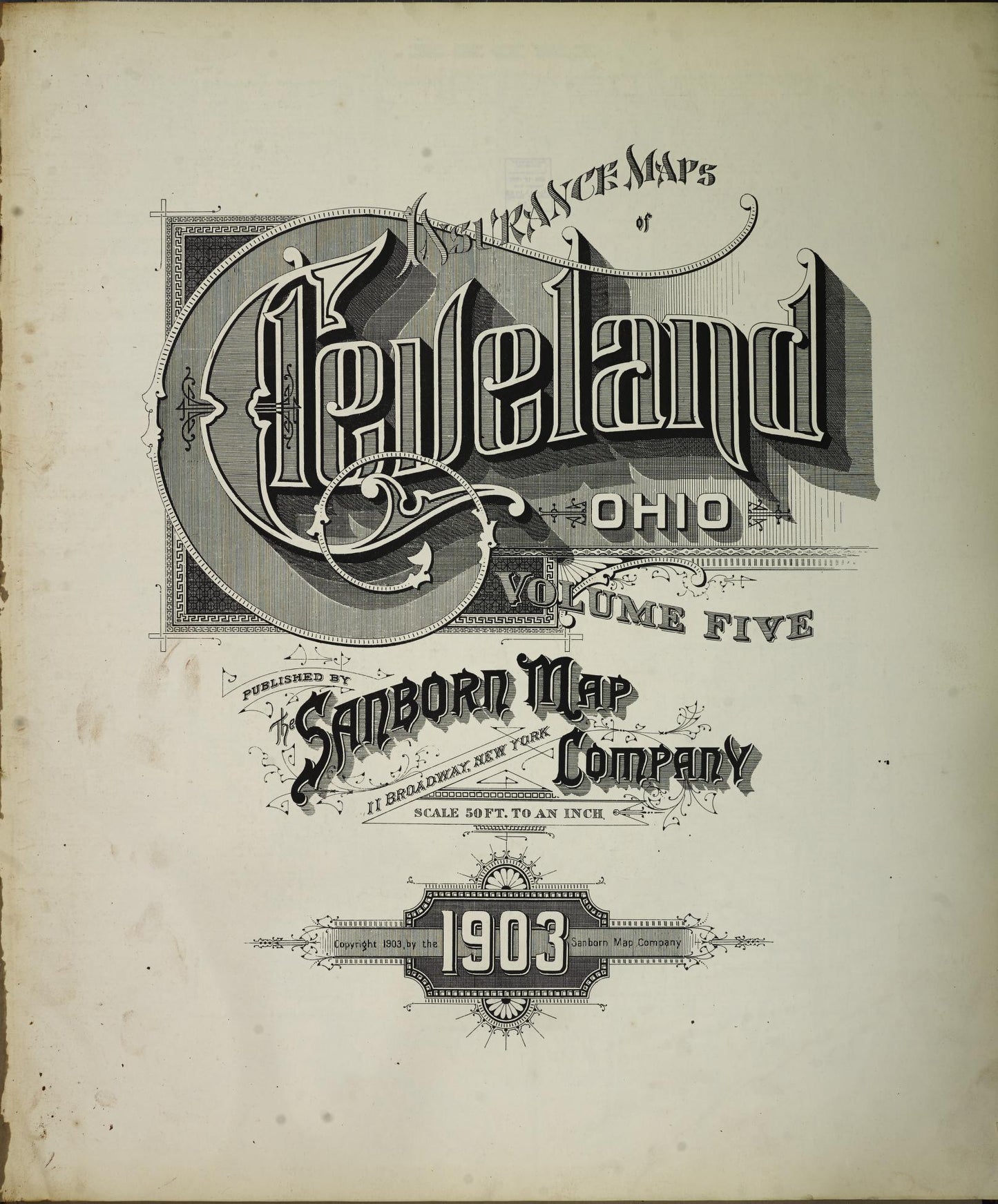Sanborn Fire Insurance Map from Cleveland, Cuyahoga County, Ohio (1903), Sheet #0001 - Complete Map Set gallery image, historic Sanborn map, vintage wall art, Ohio Ohio