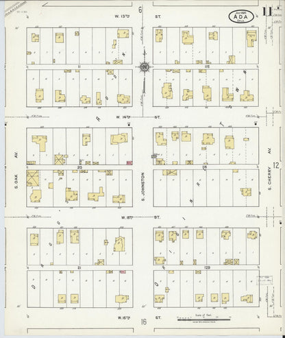 Sanborn Fire Insurance Map from Ada, Pontotoc County, Oklahoma (1920), Sheet #0011 - Complete Map Set gallery image, historic Sanborn map, vintage wall art, Oklahoma Oklahoma