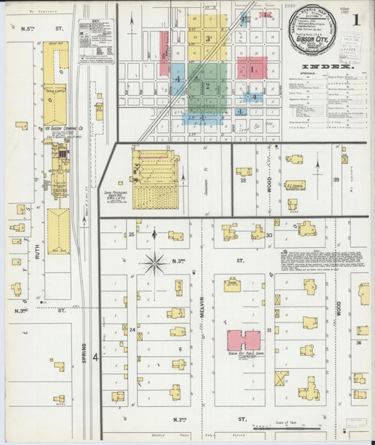 Sanborn Fire Insurance Map from Gibson City, Ford County, Illinois (1900), Sheet #0001 - Historic Sanborn Fire Insurance Map Print, vintage old map wall art, antique decor, genealogy gift, Illinois Illinois map