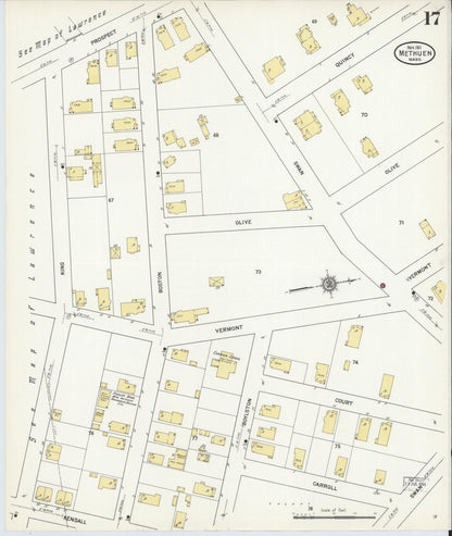 Sanborn Fire Insurance Map from Methuen, Essex County, Massachusetts (1911), Sheet #0017 - Historic Sanborn Fire Insurance Map Print, vintage old map wall art, antique decor, genealogy gift, Massachusetts Massachusetts map