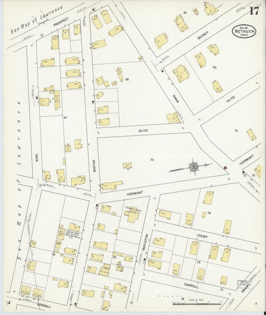 Sanborn Fire Insurance Map from Methuen, Essex County, Massachusetts (1911), Sheet #0017 - Historic Sanborn Fire Insurance Map Print, vintage old map wall art, antique decor, genealogy gift, Massachusetts Massachusetts map
