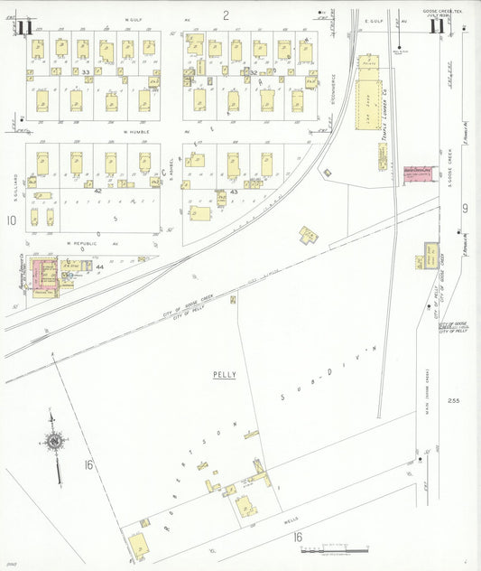 Sanborn Fire Insurance Map from Goose Creek, Harris County, Texas (1939), Sheet #0011 - Historic Sanborn Fire Insurance Map Print, vintage old map wall art, antique decor, genealogy gift, Texas Texas map