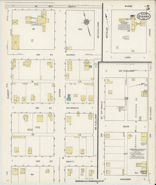 Sanborn Fire Insurance Map from Quanah, Hardeman County, Texas (1915), Sheet #0005 - Historic Sanborn Fire Insurance Map Print, vintage old map wall art, antique decor, genealogy gift, Texas Texas map