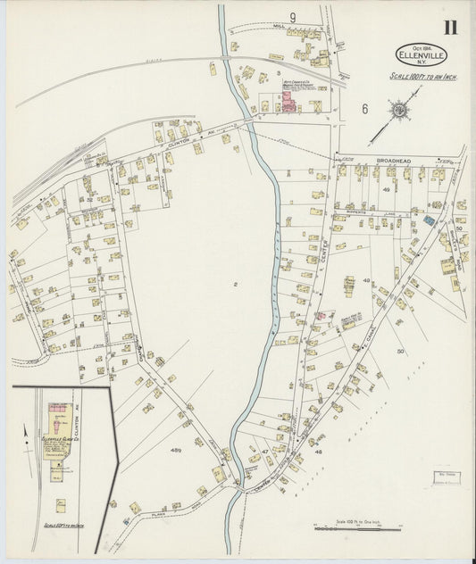 Sanborn Fire Insurance Map from Ellenville, Ulster County, New York (1914), Sheet #0011 - Historic Sanborn Fire Insurance Map Print, vintage old map wall art, antique decor, genealogy gift, New York New York map