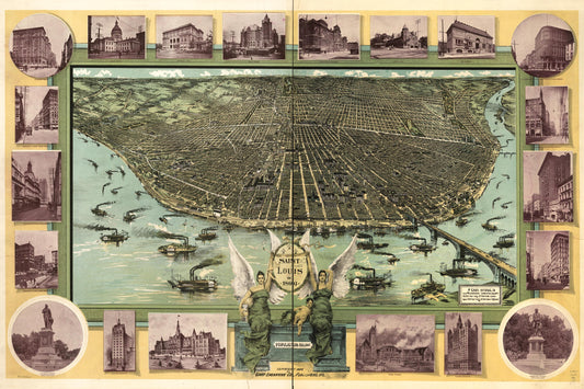 Saint Louis in 1896. (1896) – Historic Bird’s-Eye View Panorama Print