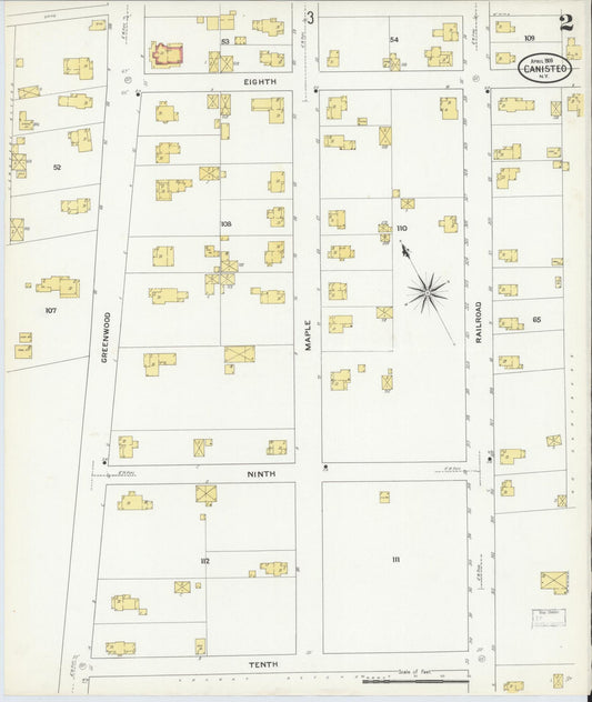 Sanborn Fire Insurance Map from Canisteo, Steuben County, New York (1909), Sheet #0002 - Historic Sanborn Fire Insurance Map Print, vintage old map wall art, antique decor, genealogy gift, New York New York map