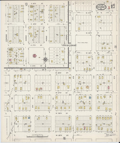 Sanborn Fire Insurance Map from Kearney, Buffalo County, Nebraska (1915), Sheet #0017 - Complete Map Set gallery image, historic Sanborn map, vintage wall art, Nebraska Nebraska