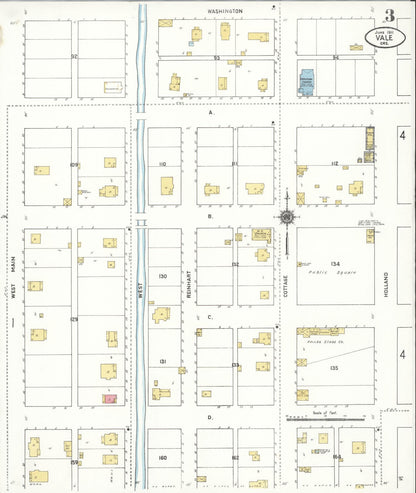 Sanborn Fire Insurance Map from Vale, Malheur County, Oregon (1911), Sheet #0003 - Complete Map Set gallery image, historic Sanborn map, vintage wall art, Oregon Oregon