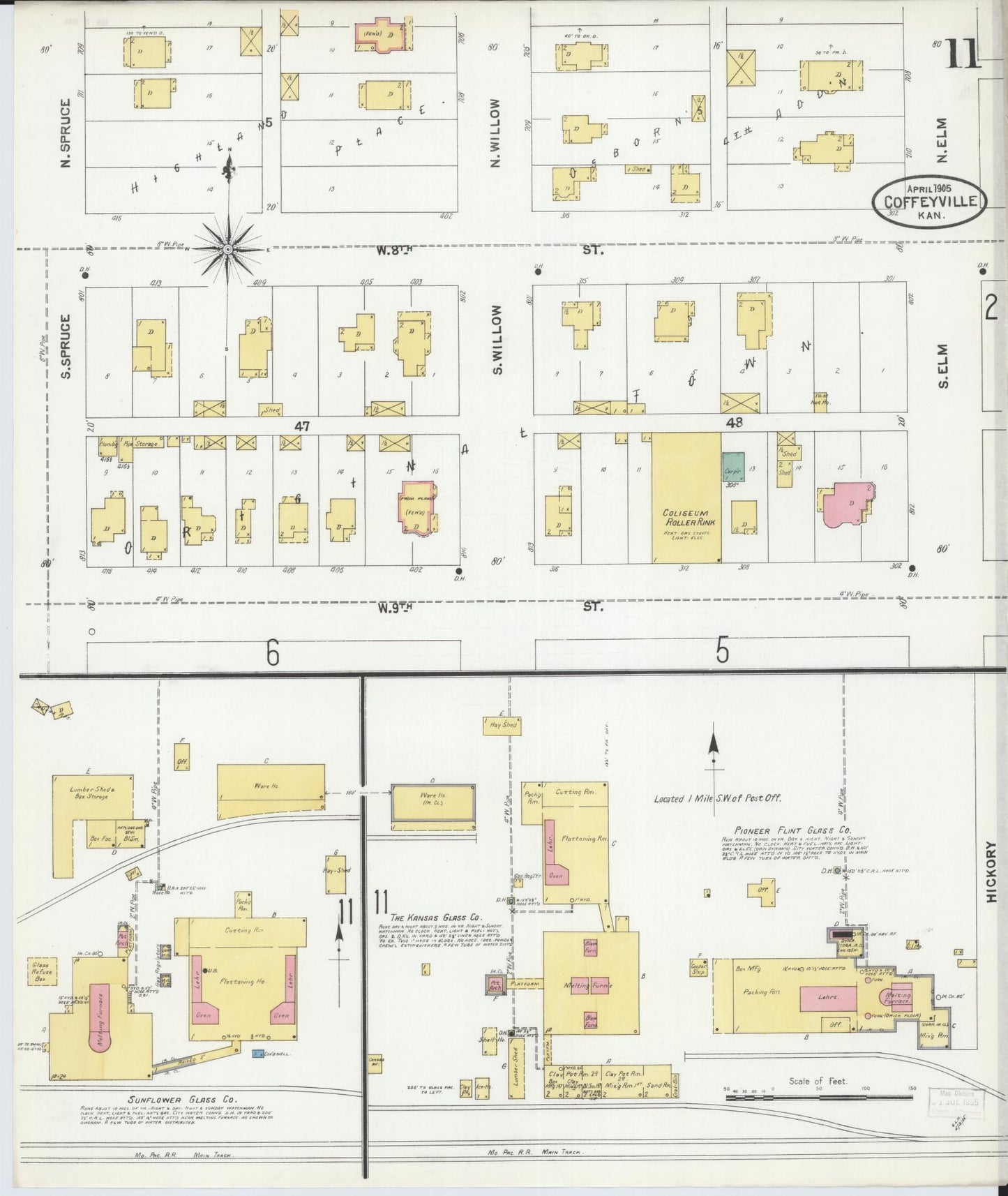 Sanborn Fire Insurance Map from Coffeyville, Montgomery County, Kansas (1905), Sheet #0011 - Complete Map Set gallery image, historic Sanborn map, vintage wall art, Kansas Kansas