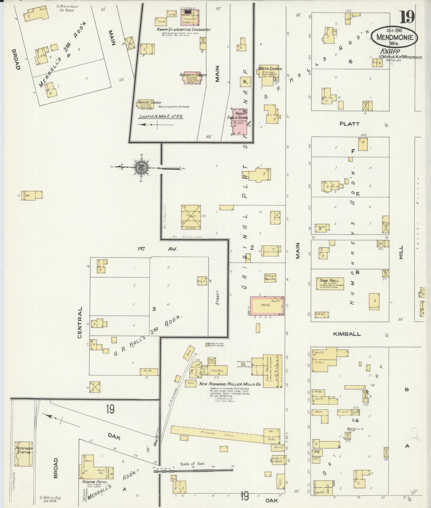 Sanborn Fire Insurance Map from Menomonie, Dunn County, Wisconsin (1910), Sheet #0019 - Historic Sanborn Fire Insurance Map Print, vintage old map wall art, antique decor, genealogy gift, Wisconsin Wisconsin map