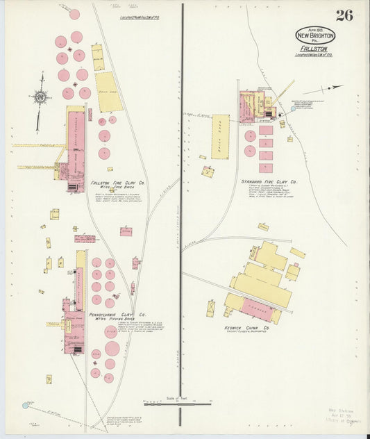 Sanborn Fire Insurance Map from New Brighton, Beaver County, Pennsylvania (1913), Sheet #0026 - Historic Sanborn Fire Insurance Map Print, vintage old map wall art, antique decor, genealogy gift, Pennsylvania Pennsylvania map